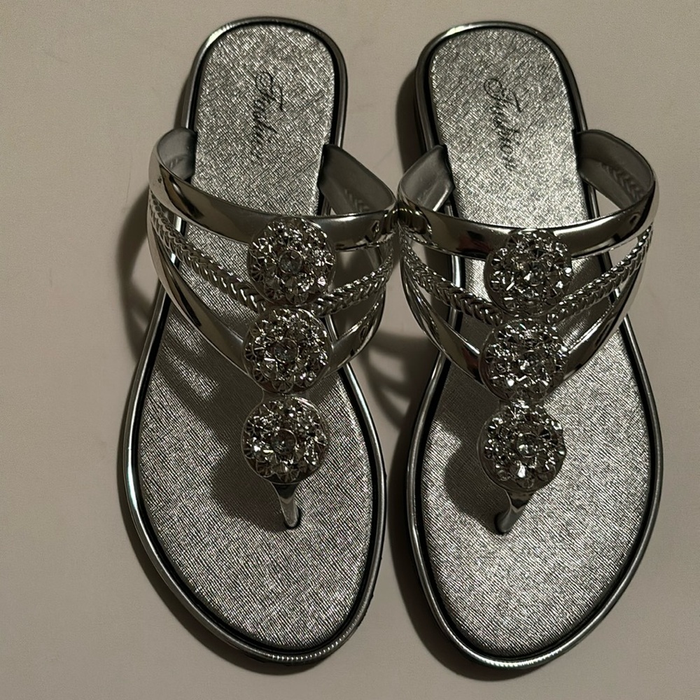 Fashion Flip Flops Silver Size 41